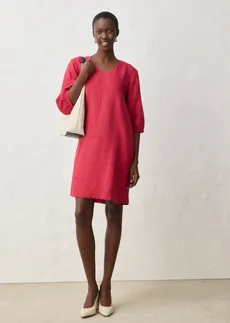 Robe 100 % lin, manches 3/4 • rouge cerise • Boutique bonprix