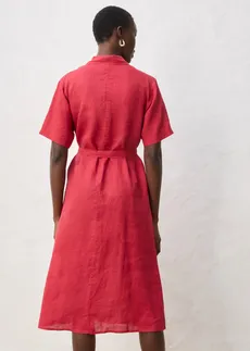 Blousejurk van puur linnen, Kleur: kersenrood