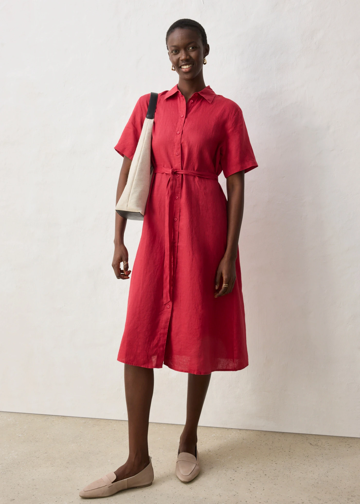 Blousejurk van puur linnen • kersenrood • bonprix online shop