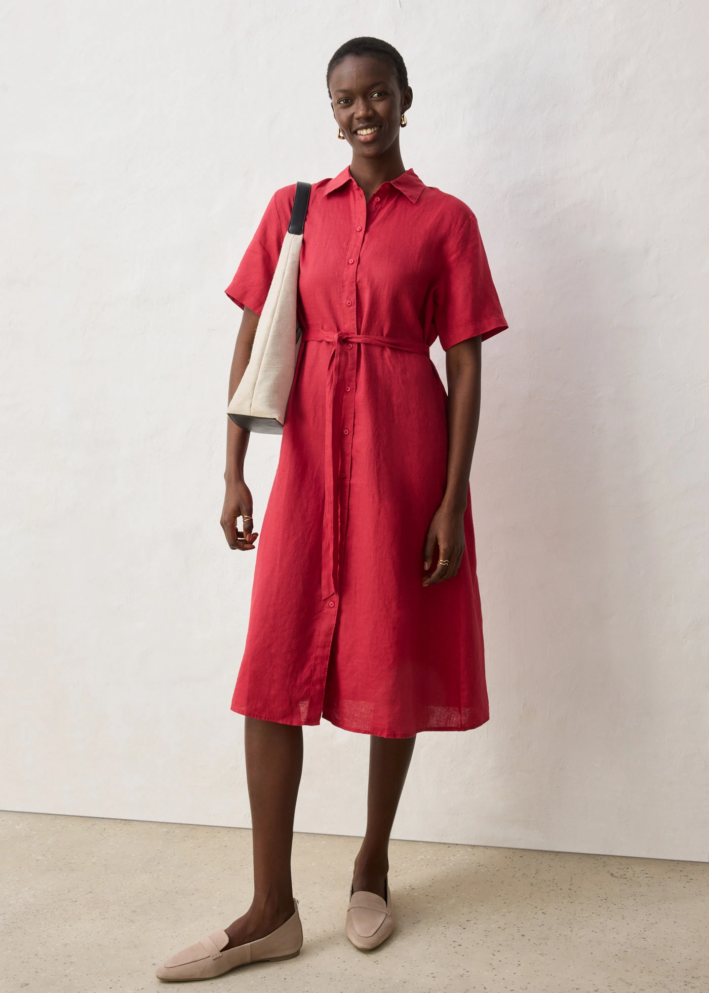 Blúz ruha tiszta lenvászonból • cseresznyepiros • bonprix áruház