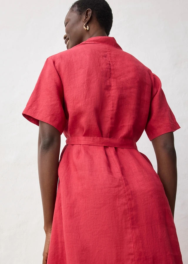 Robe-chemise 100% lin • rouge cerise • product-page.page-title-suffix