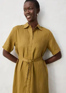 Robe-chemise 100% lin • vert nature • Boutique bonprix