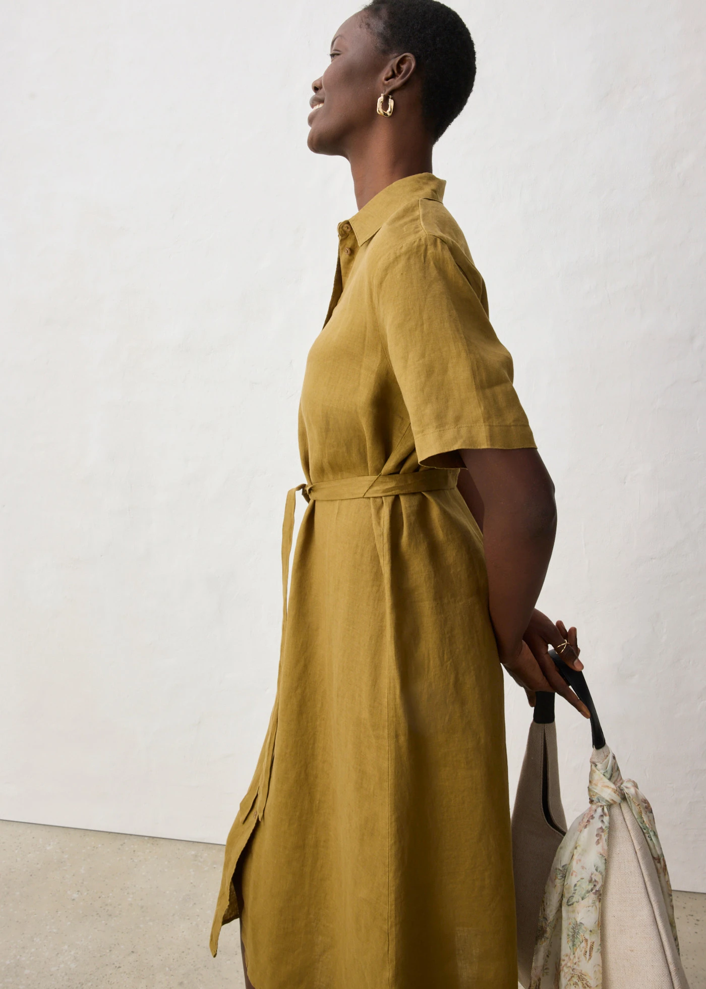 Blousejurk van puur linnen • natuurgroen • bonprix online shop