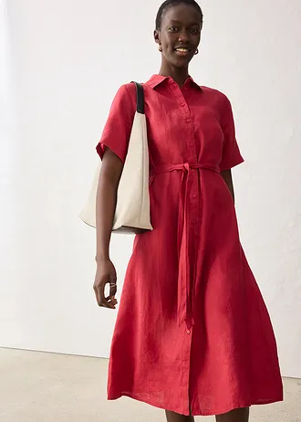 Blúz ruha tiszta lenvászonból • cseresznyepiros • bonprix áruház