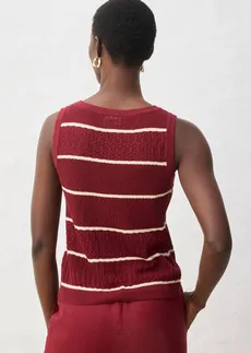 Ajour spencer met linnen • robijnrood/lichtsand • bonprix online shop