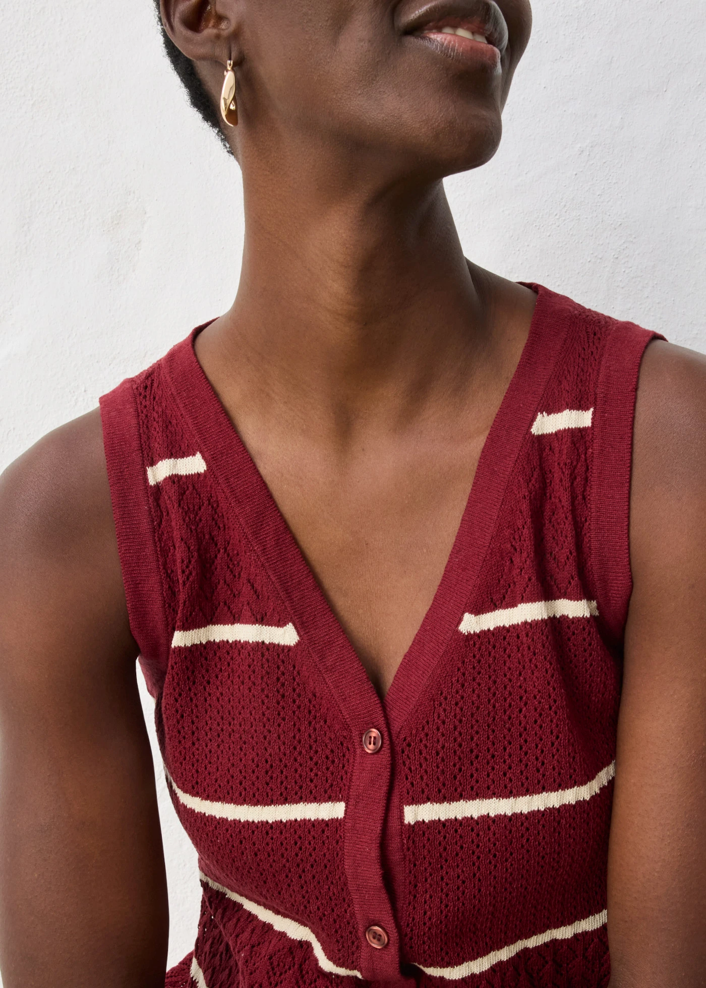 Ajour spencer met linnen • robijnrood/lichtsand • bonprix online shop