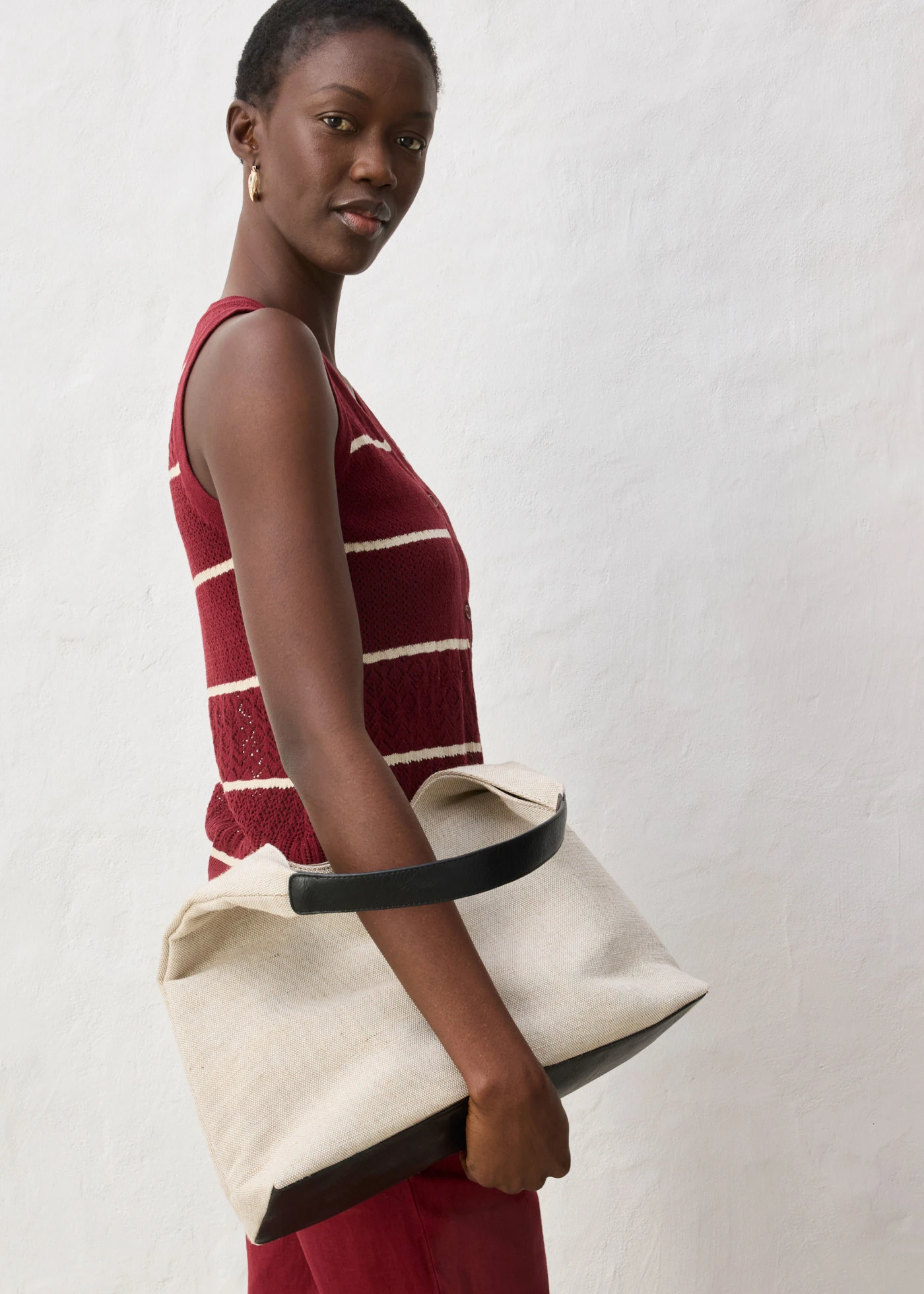 Ajour spencer met linnen • robijnrood/lichtsand • bonprix online shop