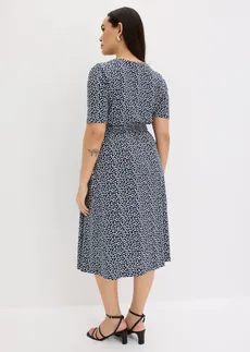 Žerzejové šaty z viskózové směsi, barva: tmavě modrá s květy