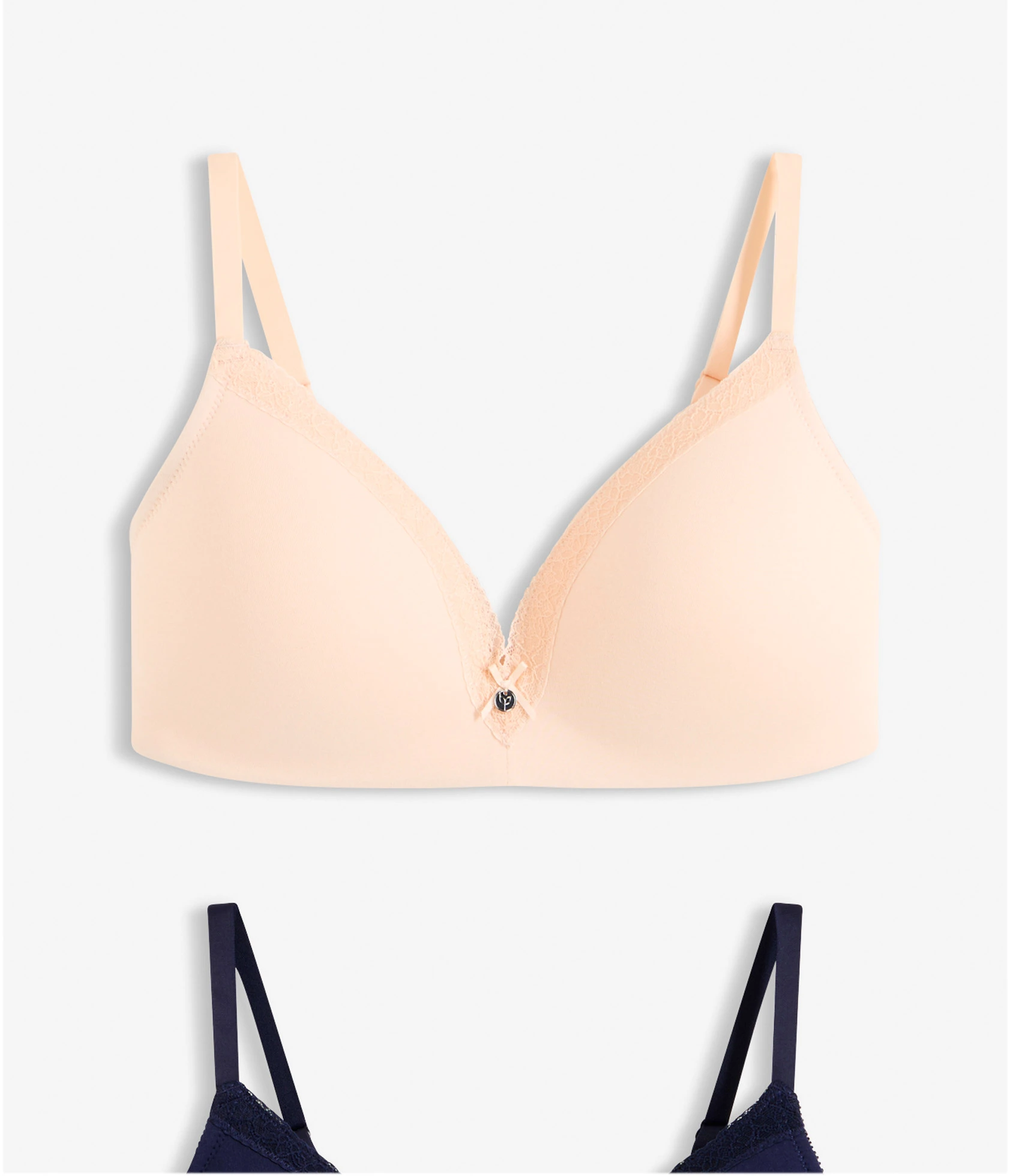Voorgevormde bh zonder beugel met biologisch katoen (set van 2) • parelbeige + maritiemblauw • bonprix online shop