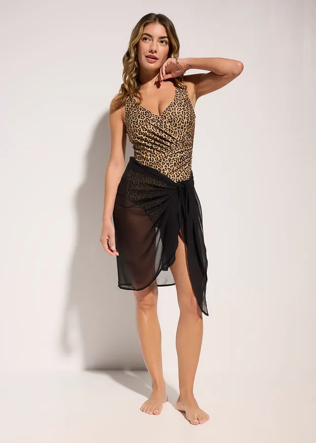 Maillot 1 pièce sculptant et croisé, maintien modéré • léopard • product-page.page-title-suffix