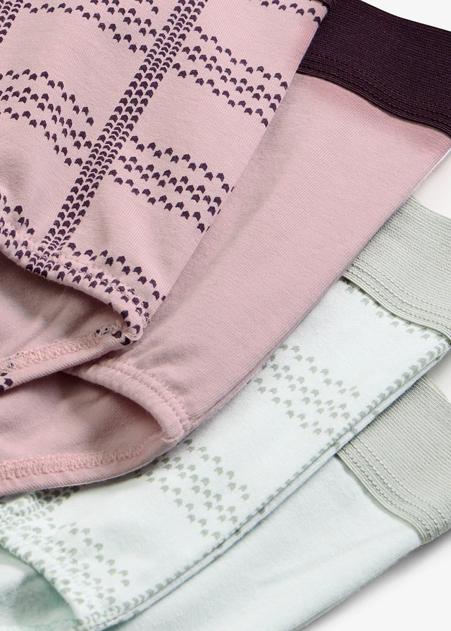 Lot de 4 slips taille haute coton • menthol clair + rose mat carreaux • product-page.page-title-suffix