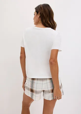 Pyjashort 100% coton, Couleur: blanc carreaux
