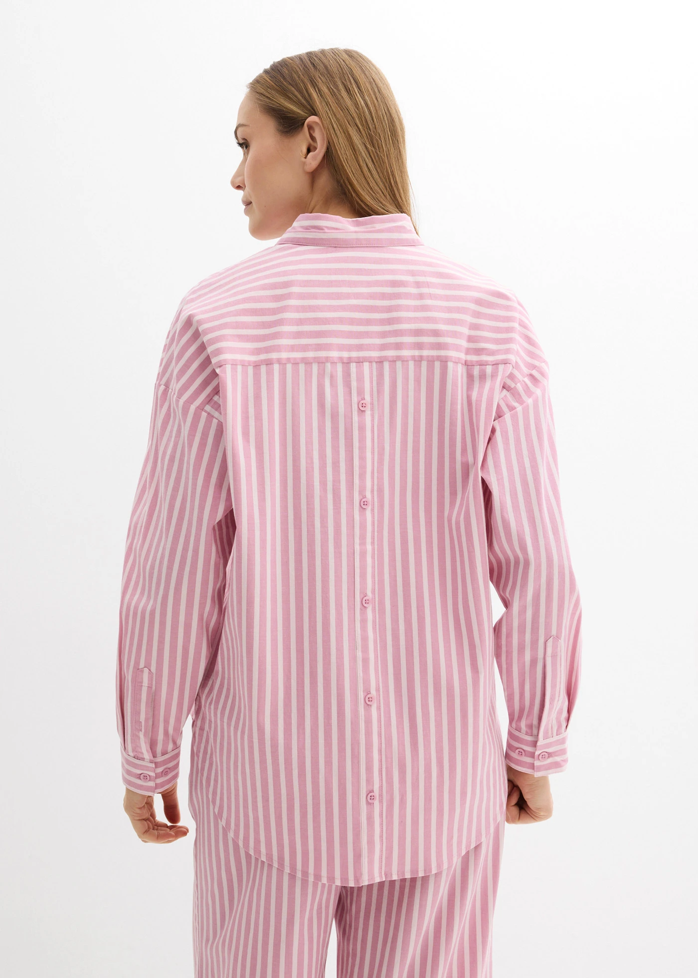 Oversized blouse van katoenpopeline • mauve-lichtroze verticaal gestreept • bonprix online shop