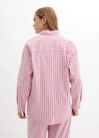 Oversized blouse van katoenpopeline • mauve-lichtroze verticaal gestreept • bonprix online shop