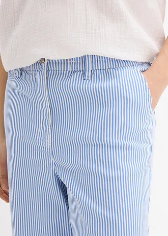 Pantalon barrel à taille haute et élastiquée • bleu moyen-écru rayé • Boutique bonprix