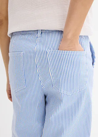 Barrel broek met comfortband, high waist • middenblauw-wolwit verticaal gestreept • bonprix online shop