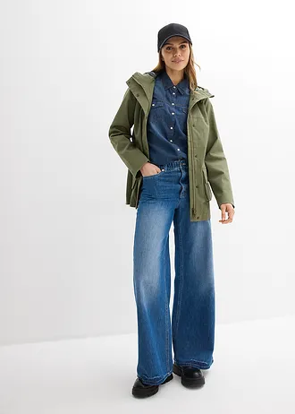 Veste déperlante avec doublure à carreaux • olive • Boutique bonprix