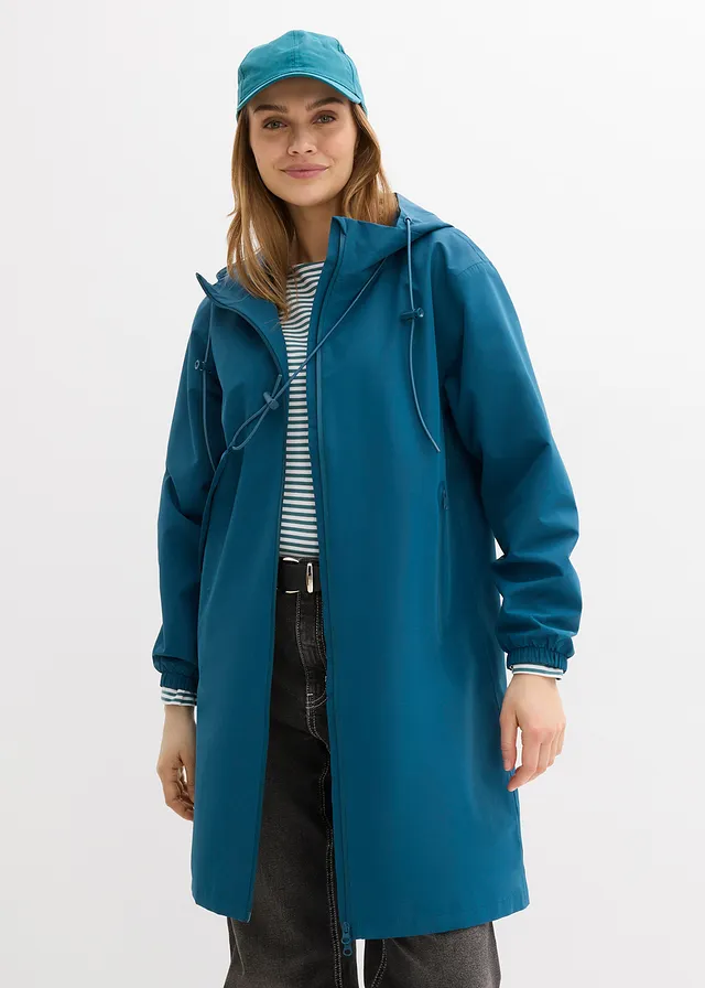 Imperméable léger avec sac à bandoulière, Couleur: pétrole