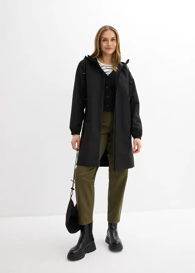 Imperméable léger avec sac à bandoulière noir