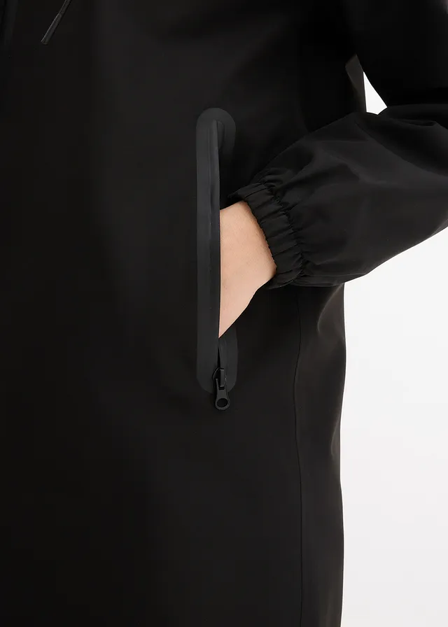 Lichte lange regenjas met schoudertas • zwart • product-page.page-title-suffix