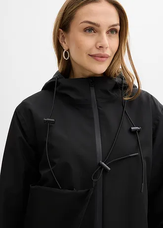 Lichte lange regenjas met schoudertas • zwart • bonprix online shop