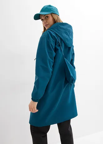 Lichte lange regenjas met schoudertas • blauwpetrol • bonprix online shop