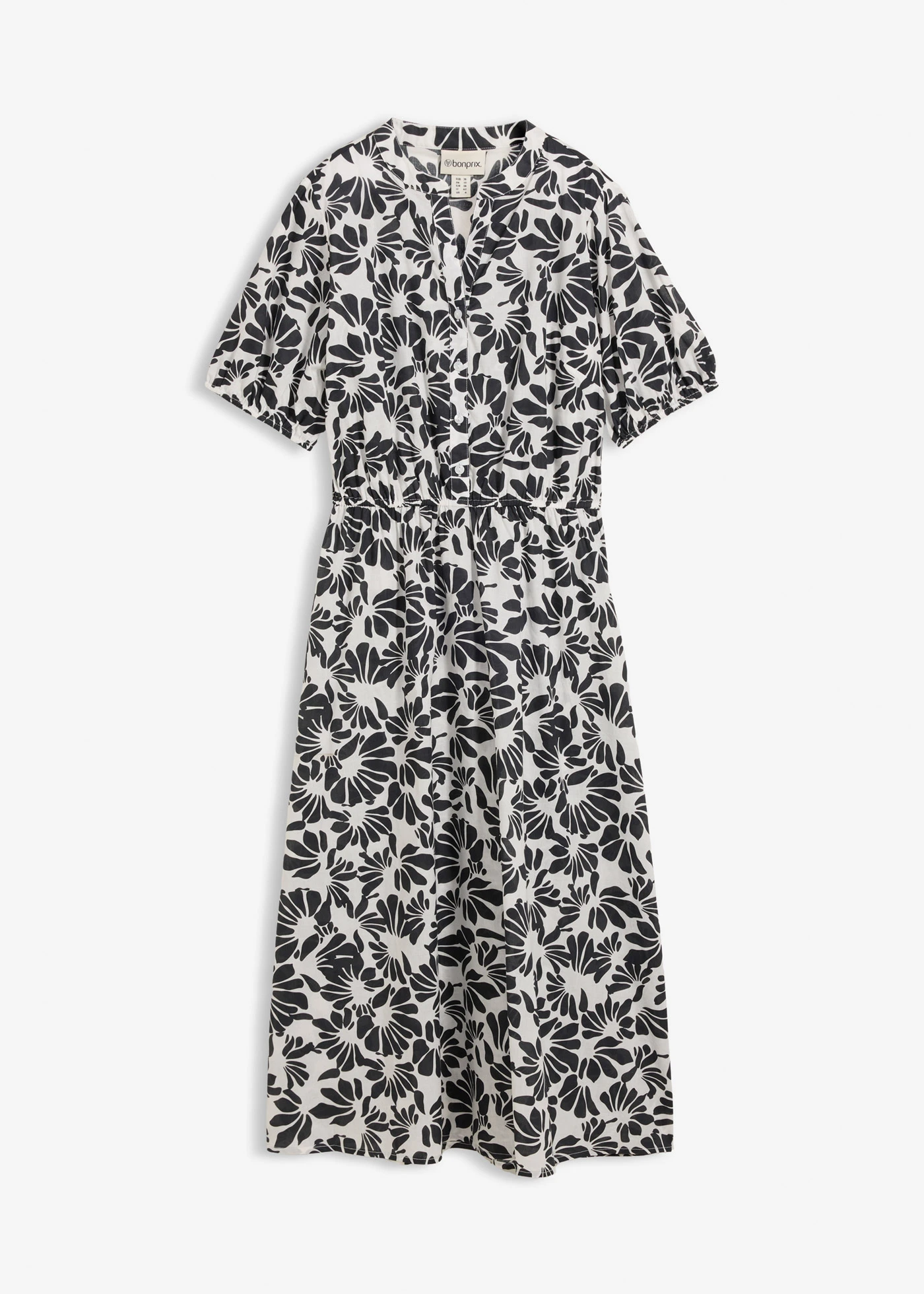 Robe-tunique 100% coton • blanc nacré-noir graphique • Boutique bonprix