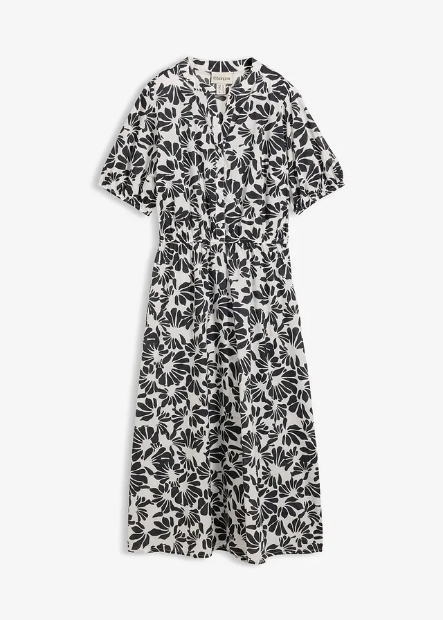 Tuniekjurk van puur katoen • parelwit-zwart grafische print • bonprix online shop