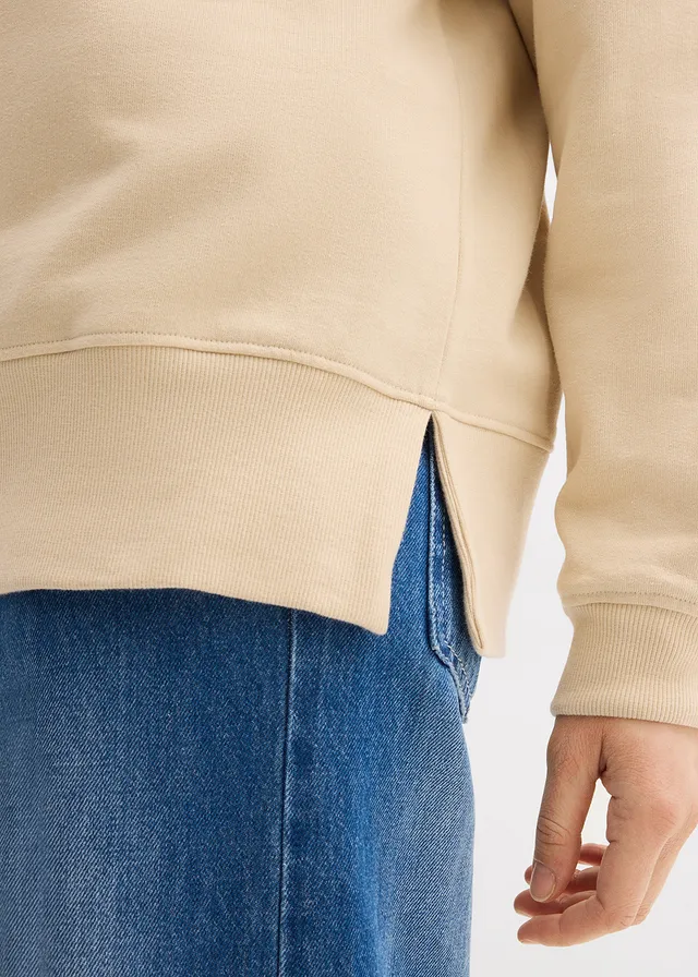 Oversized sweater van biologisch katoen • lichtsand/kristalroze met print • product-page.page-title-suffix