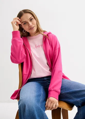 Sweat zippé à capuche • rose • Boutique bonprix