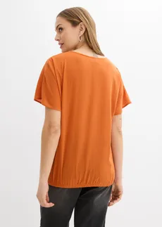 Oversized blouse met elastische zoom, Kleur: terracotta