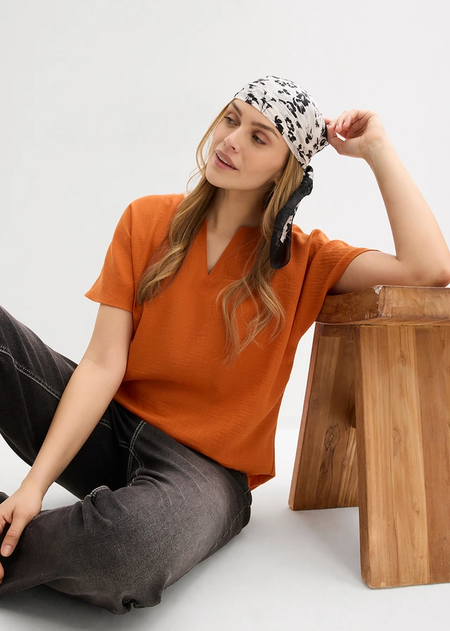 Bluzka oversize z elastycznym brzegiem • terakota • sklep bonprix