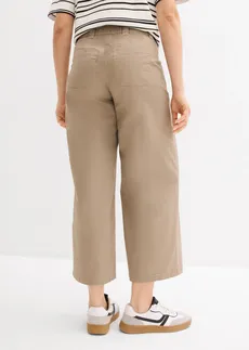 Wide leg jeans met high waist en comfortband, Kleur: taupe
