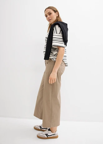 Wide Leg farmer, High Waist, kényelmes derékpánttal, szín: szürkésbarna