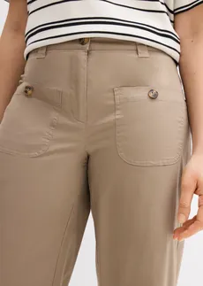 Wide leg jeans met high waist en comfortband • taupe • bonprix online shop