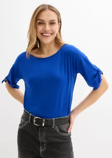 T-shirt z dekoltem w łódkę, kolor: kobaltowy