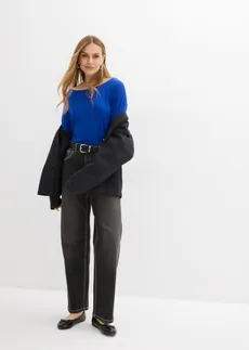 Tricou cu decolteu bărcuță albastru-cobalt