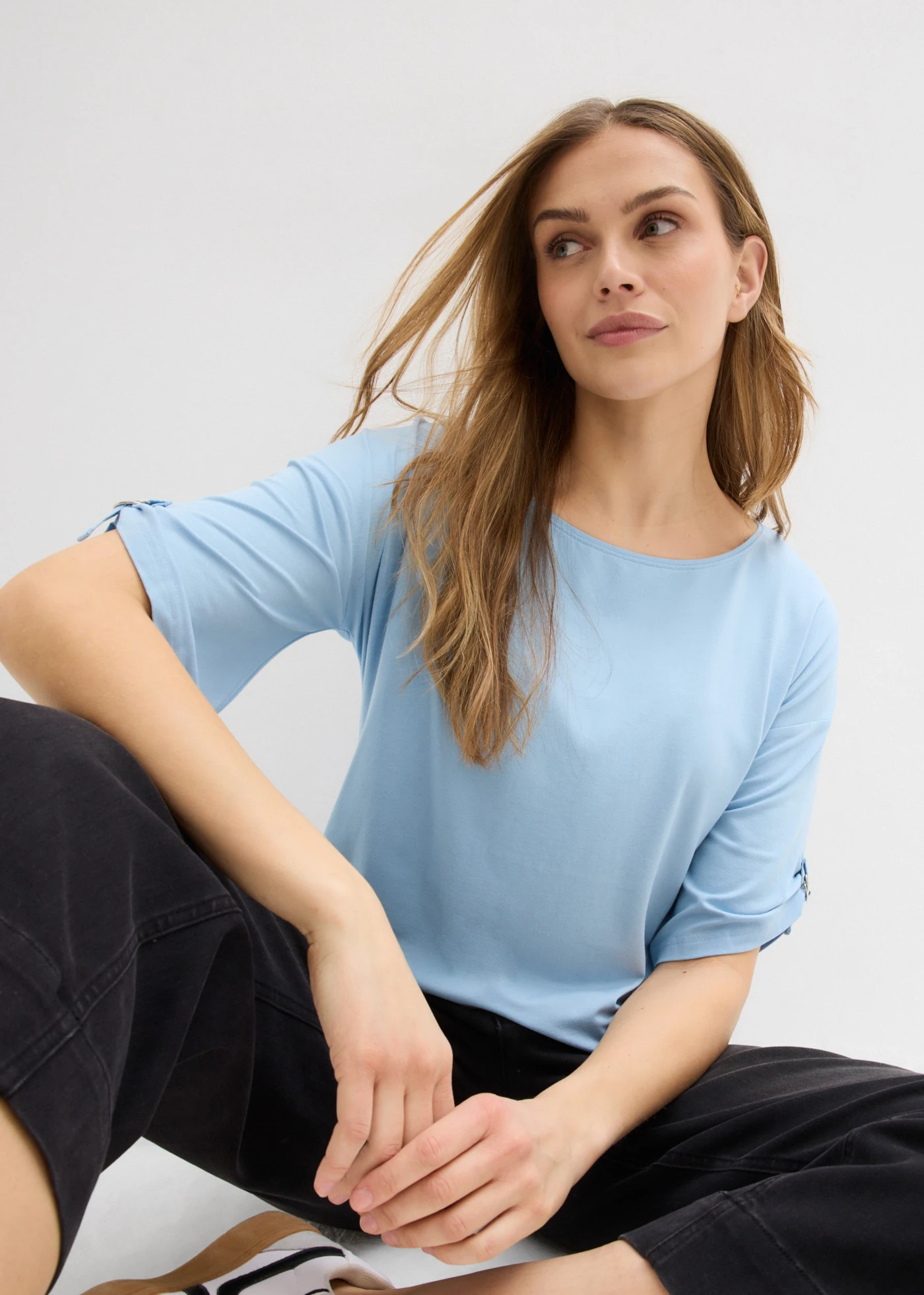 T-shirt met boothals • lichtblauw • bonprix online shop