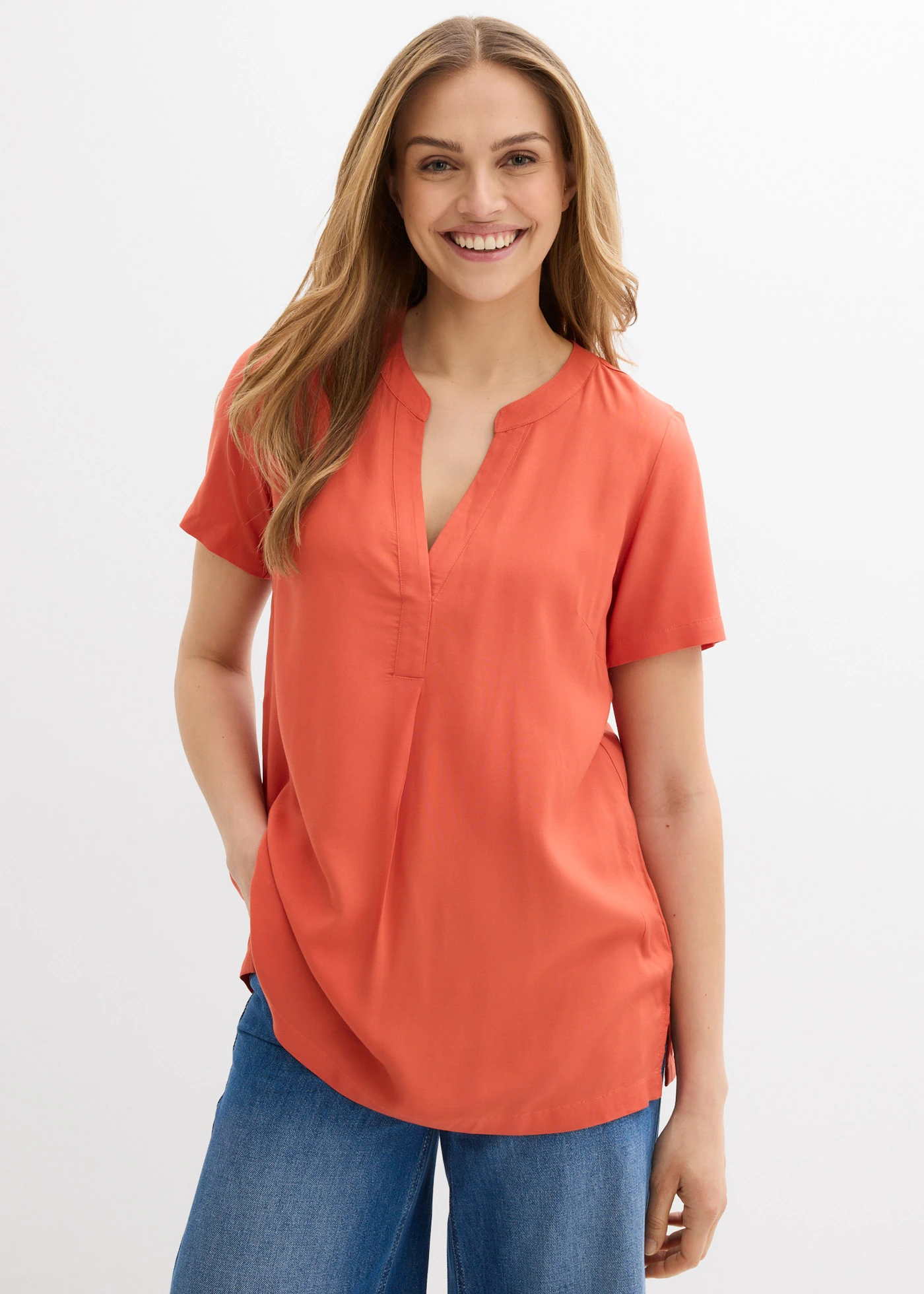 Lange tuniek van duurzame viscose • kaneelrood • bonprix online shop