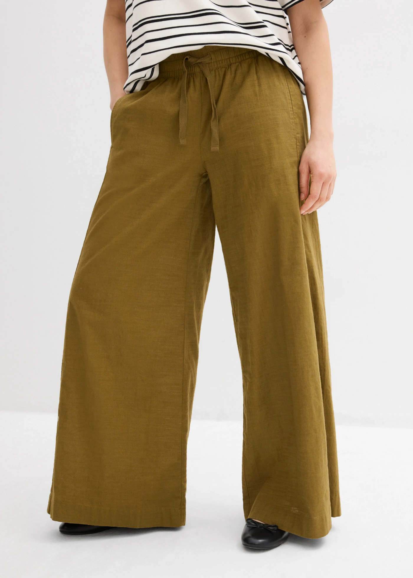 Pantalon palazzo 100% coton • vert nature • Boutique bonprix