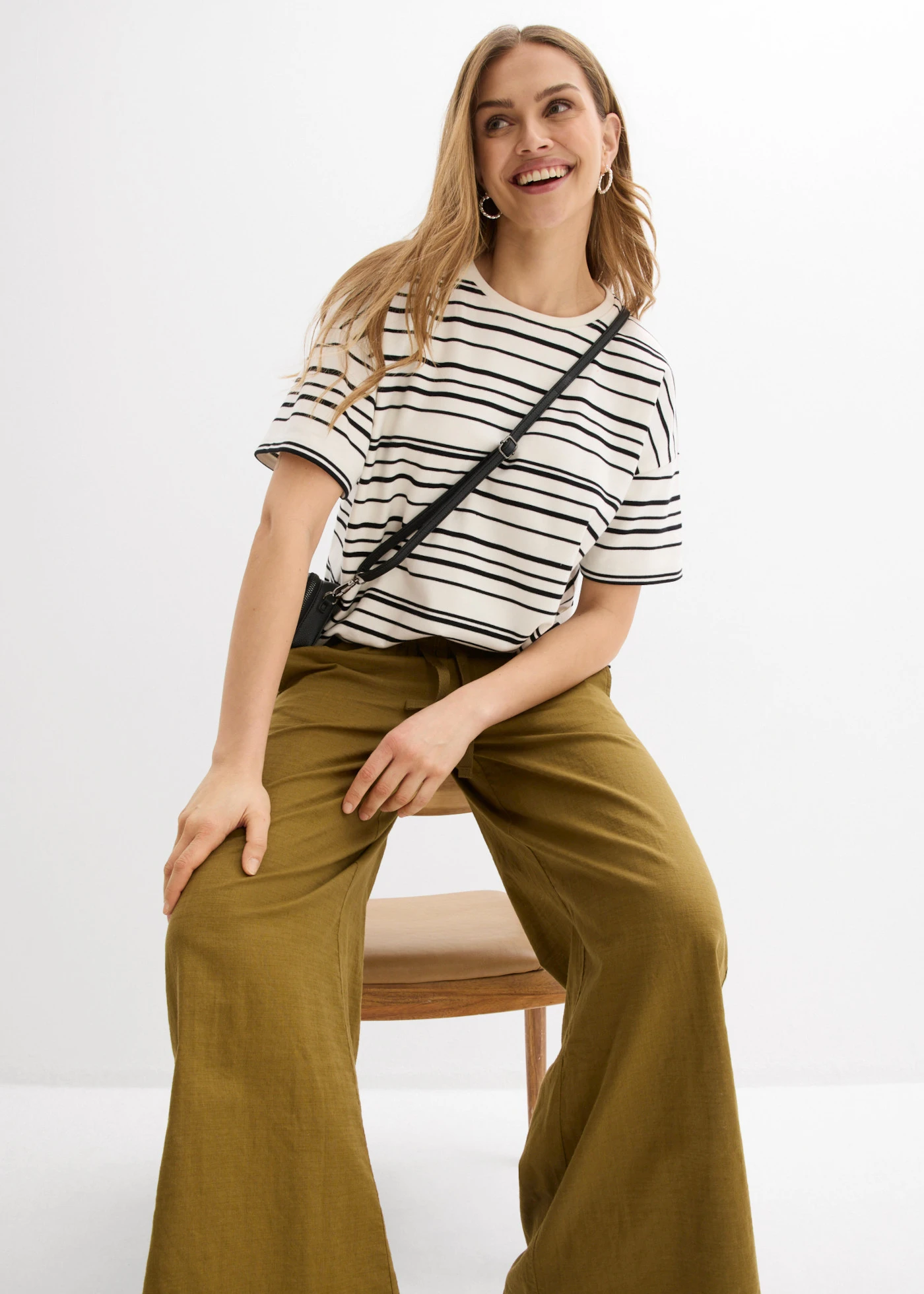 Pantalon palazzo 100% coton • vert nature • Boutique bonprix