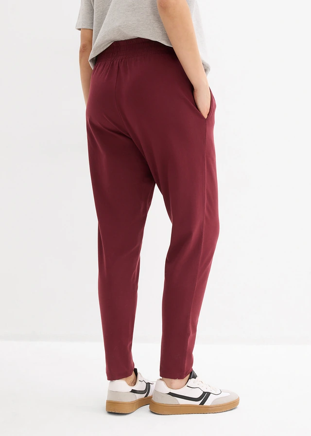 Jersey broek van katoenmix, Kleur: esdoornrood