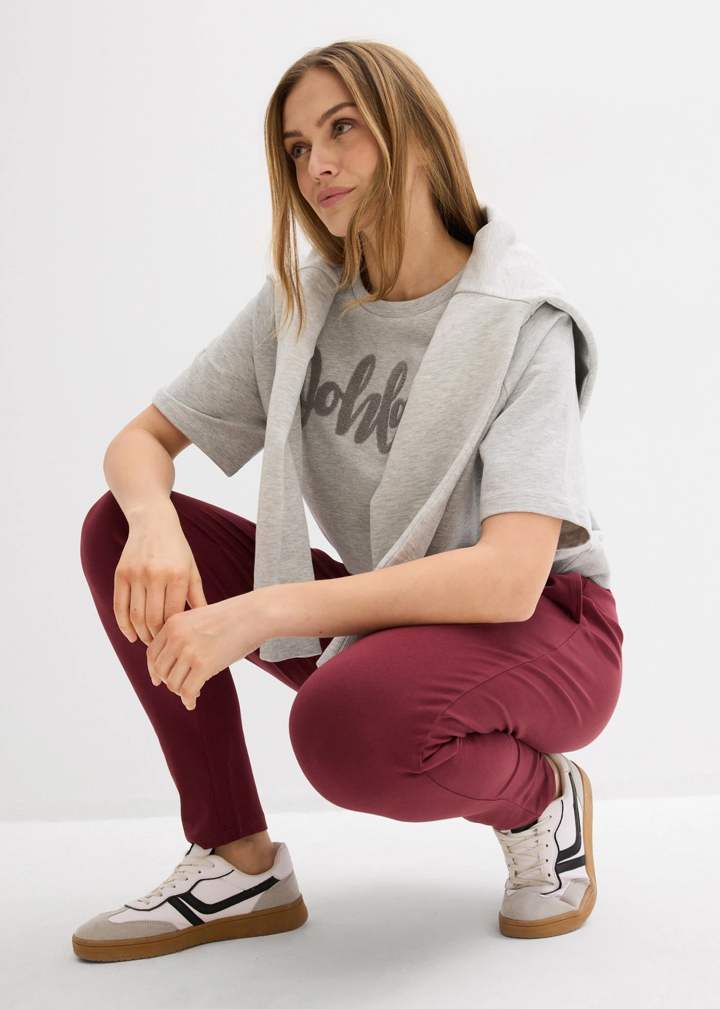 Pantaloni de jerse din amestec de bumbac • roșu arțar • magazin bonprix