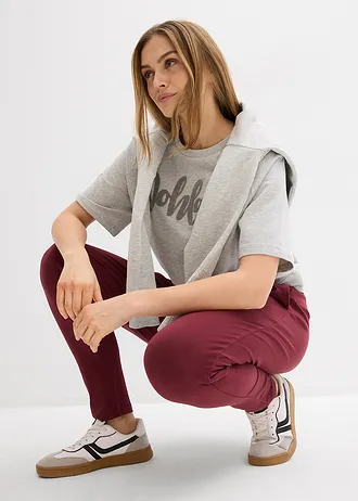 Džersejové nohavice z bavlneného mixu • javorovo červená • obchod bonprix