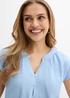 Top-bluză din muselină 100% din bumbac • bleu • magazin bonprix
