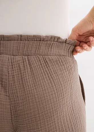 Kalhoty Culotte z bavlněného mušelínu • hnědošedá • bonprix obchod