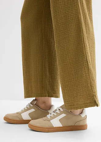 Pantalon palazzo léger en gaze de coton • vert naturel • Boutique bonprix