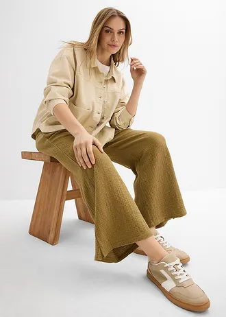 Palazzo broek van luchtige mousseline • natuurgroen • bonprix online shop