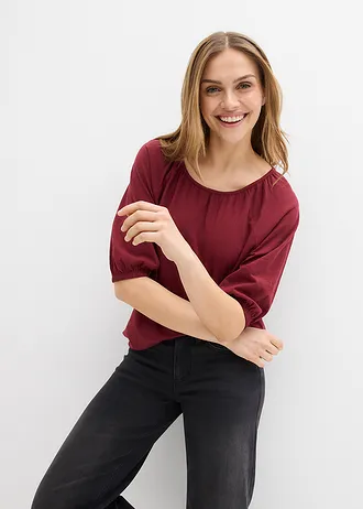 T-shirt z czystej bawełny organicznej • czerwony rubinowy • sklep bonprix