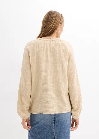 Halenka přes hlavu, ze vzdušného mušelínu • světle písková • bonprix obchod